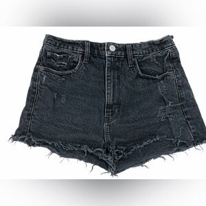 Abercrombie & Fitch Black the Mom Shorts High Rise distressed, jean shorts